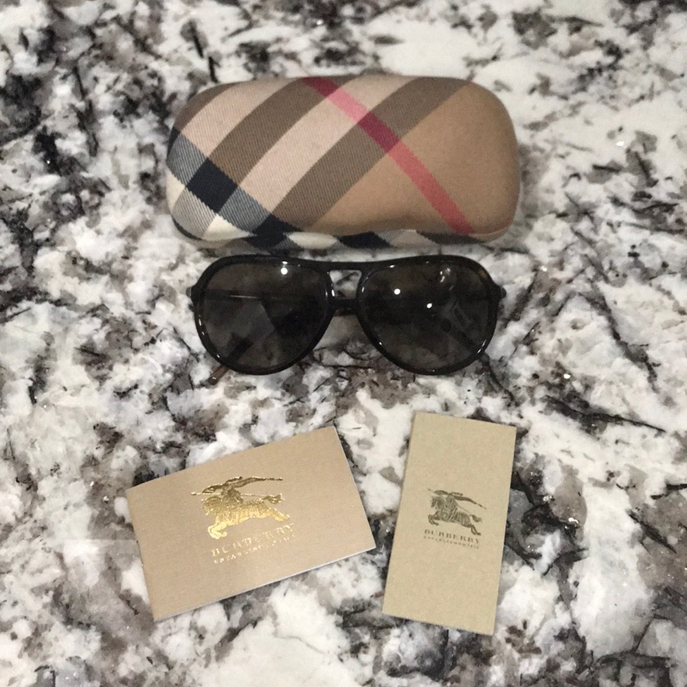 Burberry Women’s Brown Tortoise Aviator Sunglasses